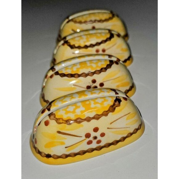 Lot 4 Temptations By Tara Old World Gold Yellow Ceramic Name Place Card Holders - Picture 2 of 4